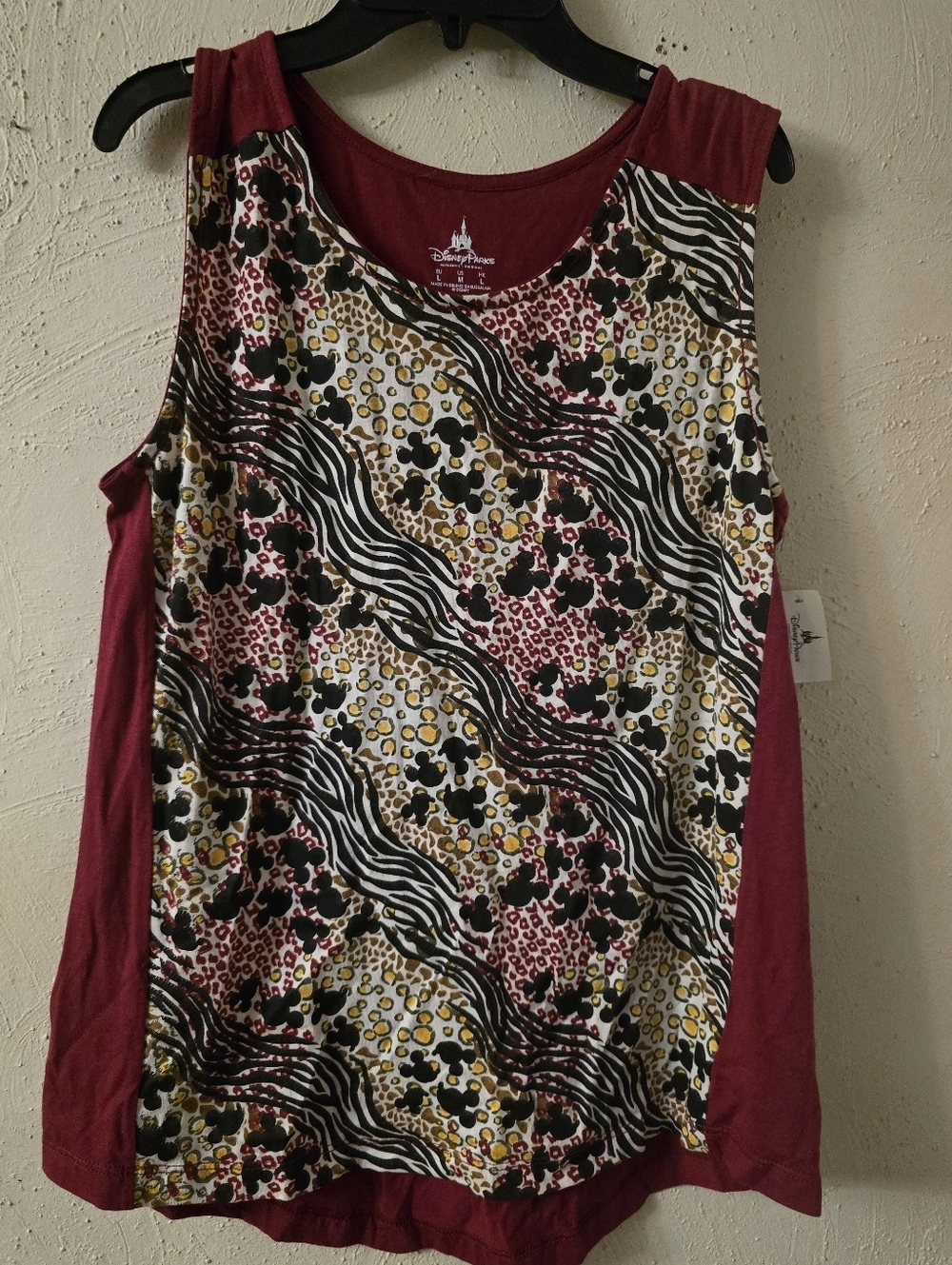 Disney Women's Sleeveless Patterned Tank Top - Burgundy